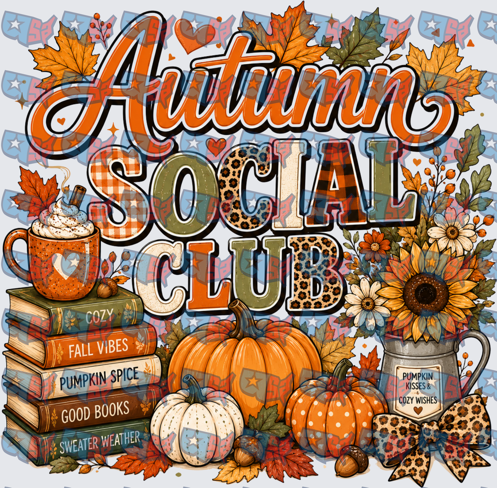 Autumn Social Club Pumpkin Spice Fall Vibes Books (DTF)