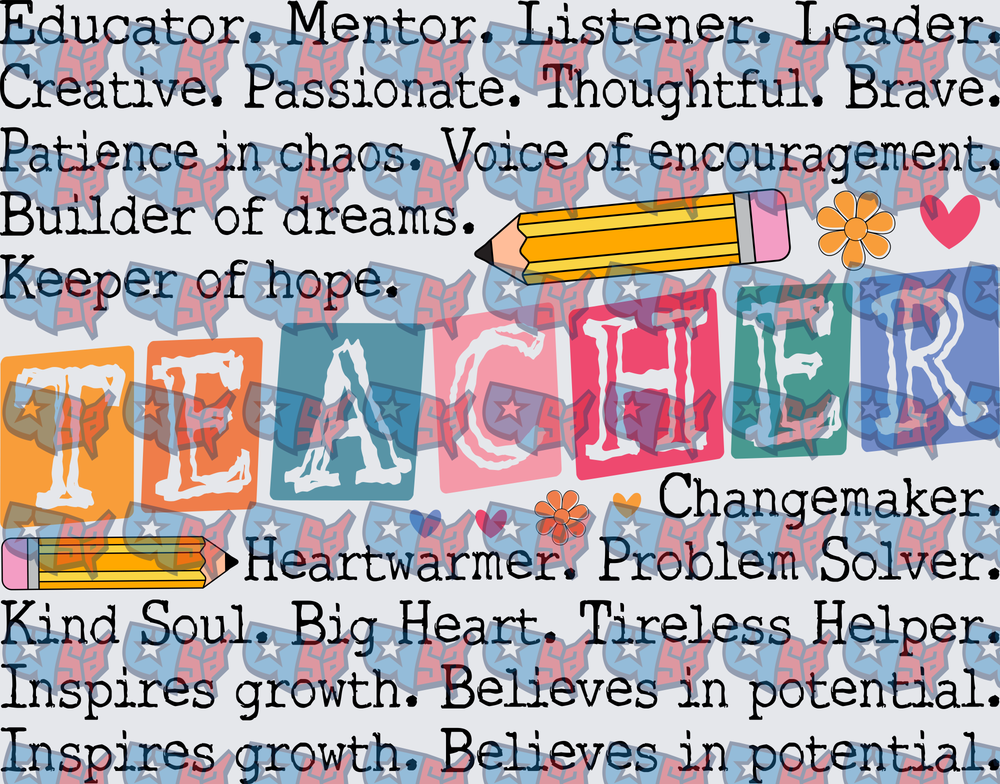 Colorful Teacher Appreciation Word Art With Pencils (DTF)