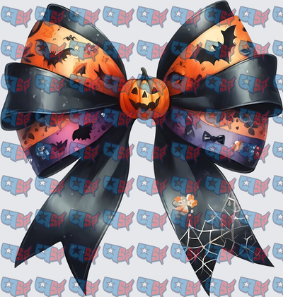 Halloween Bow Jack-o-Lantern Bats Spiderweb (DTF)