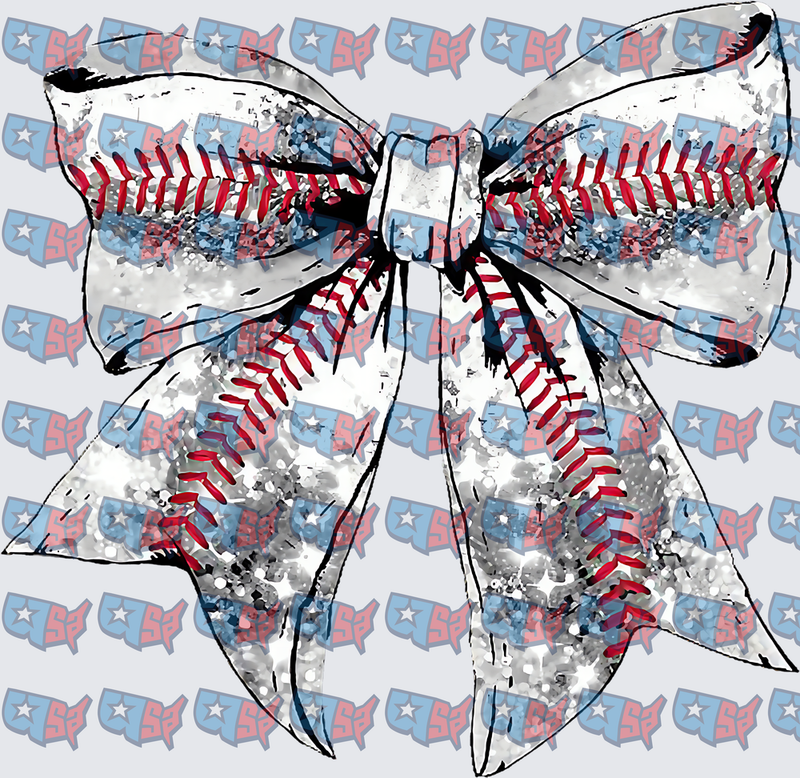 Glitter Baseball Stitch Cheer Bow (DTF)