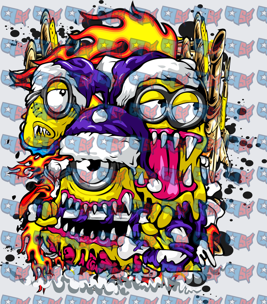 Zombie Minion Monster Graffiti Mash Up (DTF)