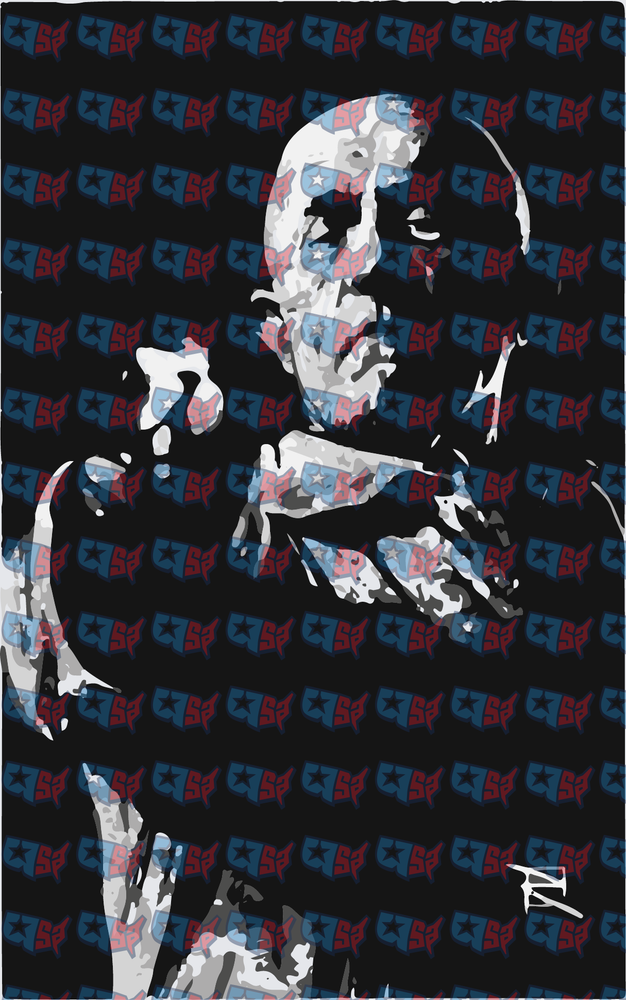 Bold Male Figure Patriotic Camo Pop Art Portrait (DTF)
