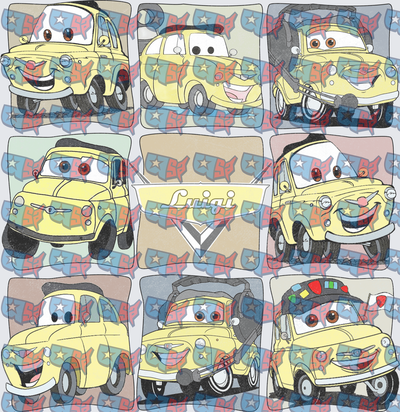 Luigi Cars Movie Character Expression Grid (DTF)