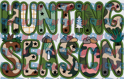 Hunting Season Camo Patterned Bold Lettering (DTF)