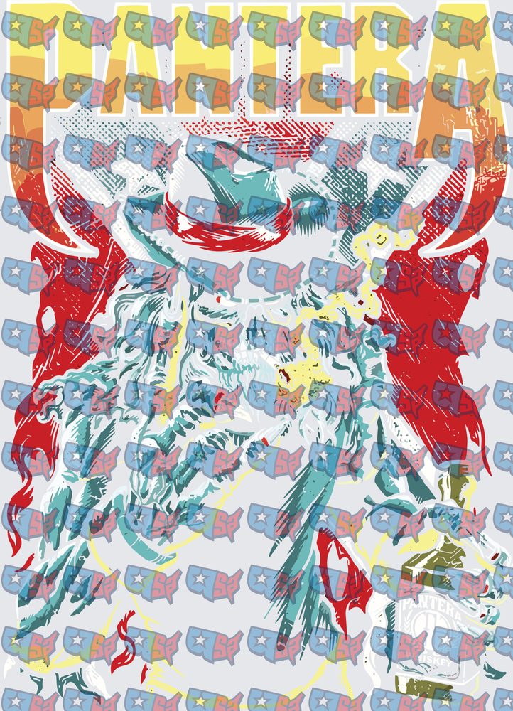 Pantera Retro Skull Flames Bold Graphic (DTF)