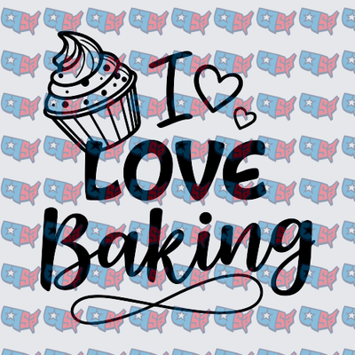 I Love Baking Cupcake Heart Design (DTF)