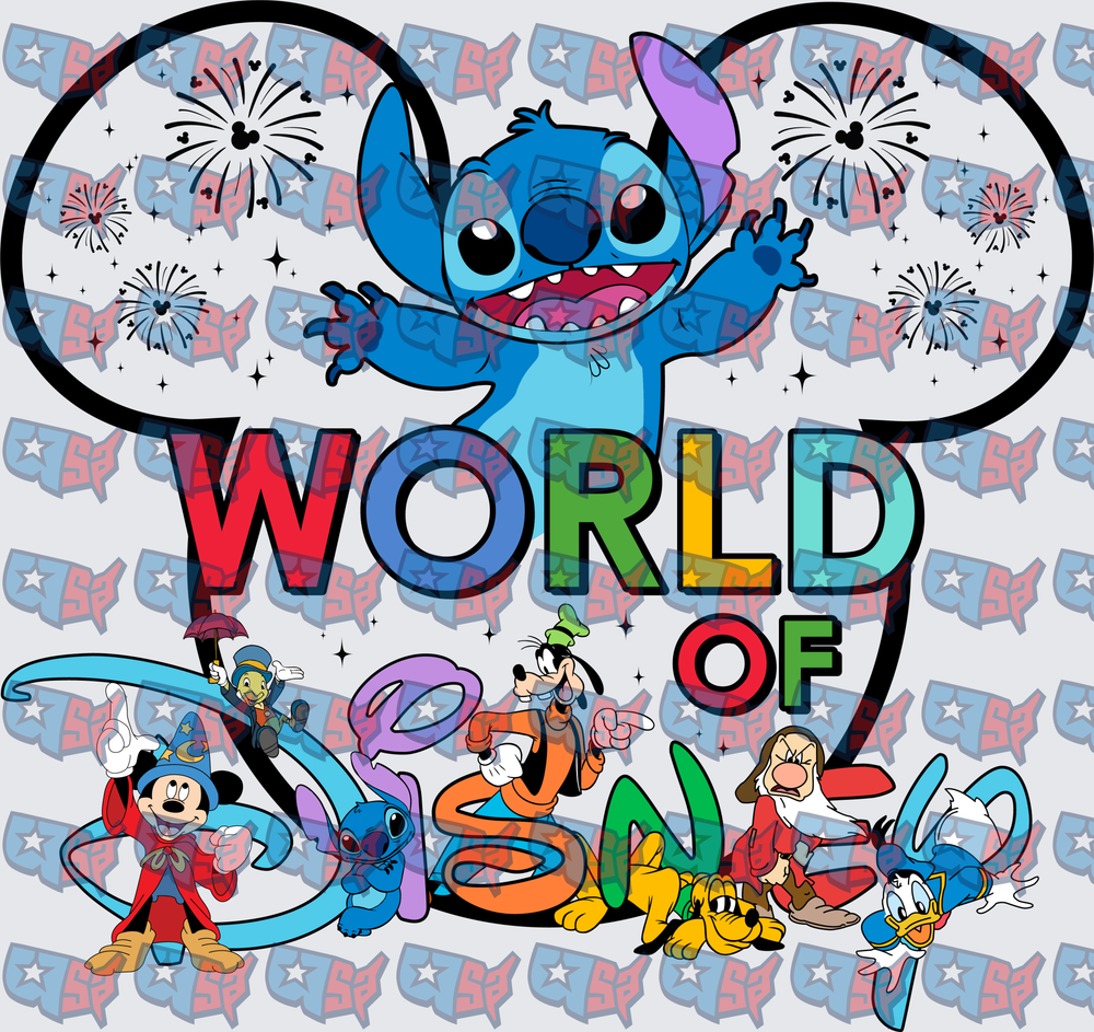 World Of Disney Characters Stitch Mickey Mouse Ears (DTF)