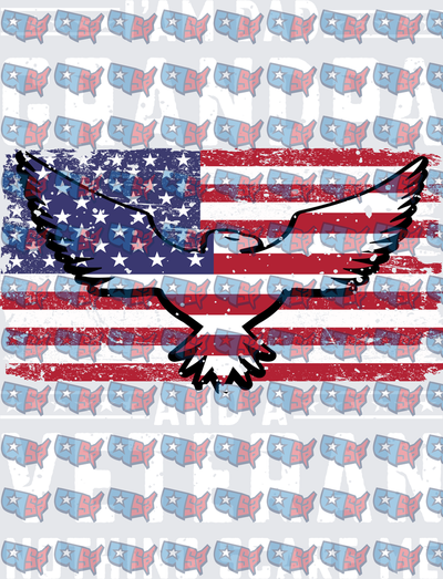 Distressed American Flag Soaring Bald Eagle (DTF)