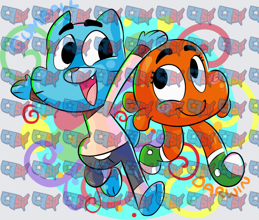 Gumball and Darwin Colorful Swirl Duo (DTF)