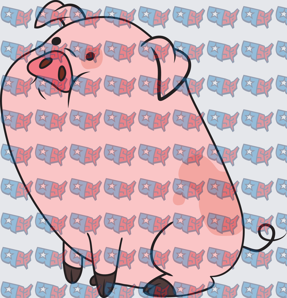 Chubby Cartoon Pig With Curly Tail (DTF)