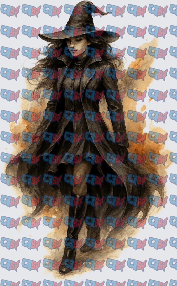 Dark Witch Watercolor Art Halloween Design (DTF)