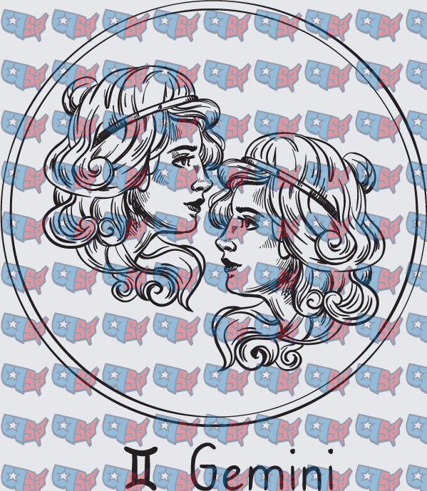 Gemini Zodiac Twin Women Circle Symbol (DTF)