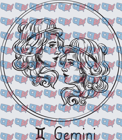 Gemini Zodiac Twin Women Circle Symbol (DTF)