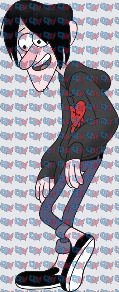 Emo Cartoon Boy Black Hoodie Broken Heart (DTF)