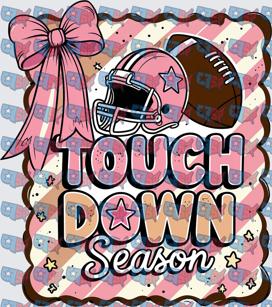 Touchdown Season Pink Football Helmet Coquette Bow (DTF)
