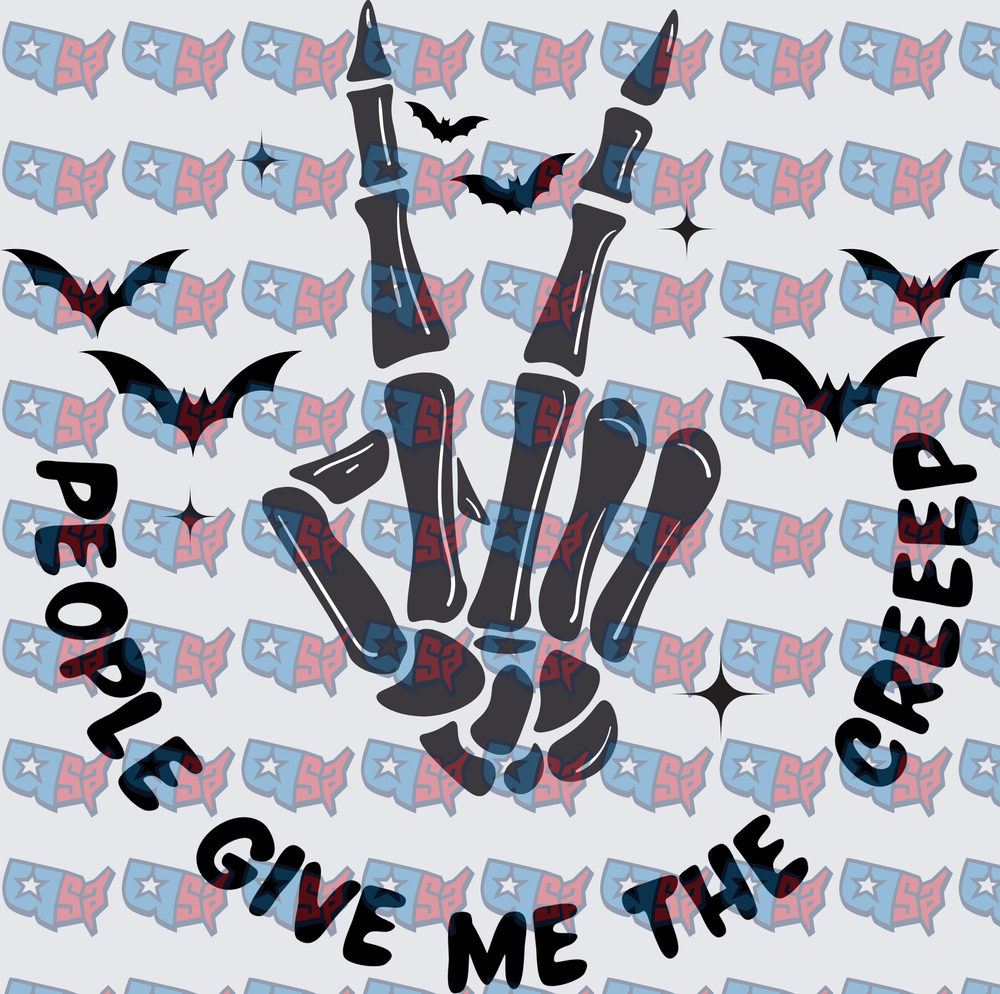 People Give Me The Creep Skeleton Hand Bats Halloween (DTF)