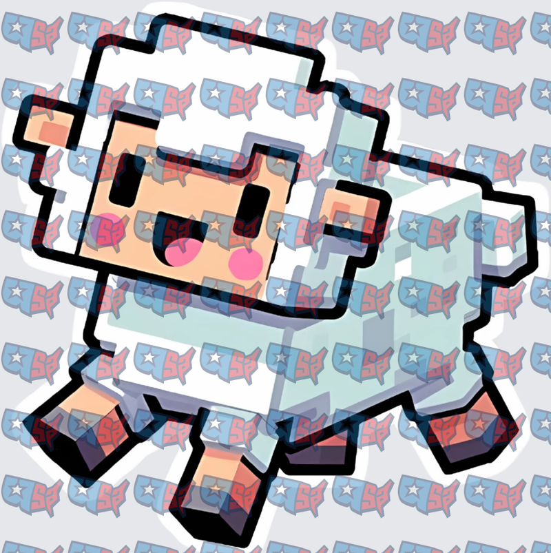 Cute Chibi Pixel Art Baby Lamb Running (DTF)
