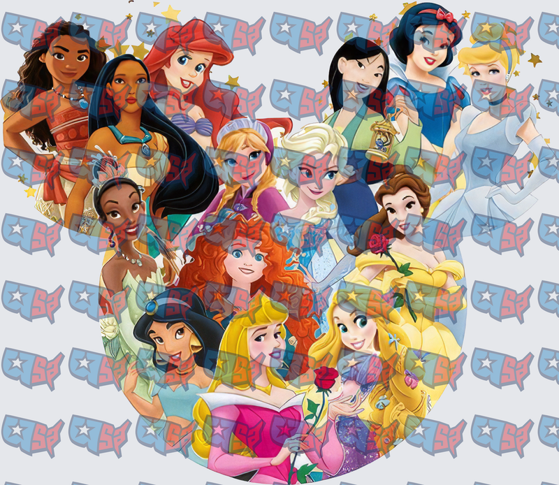 Magical Princess Characters Mickey Mouse Head Collage (DTF)