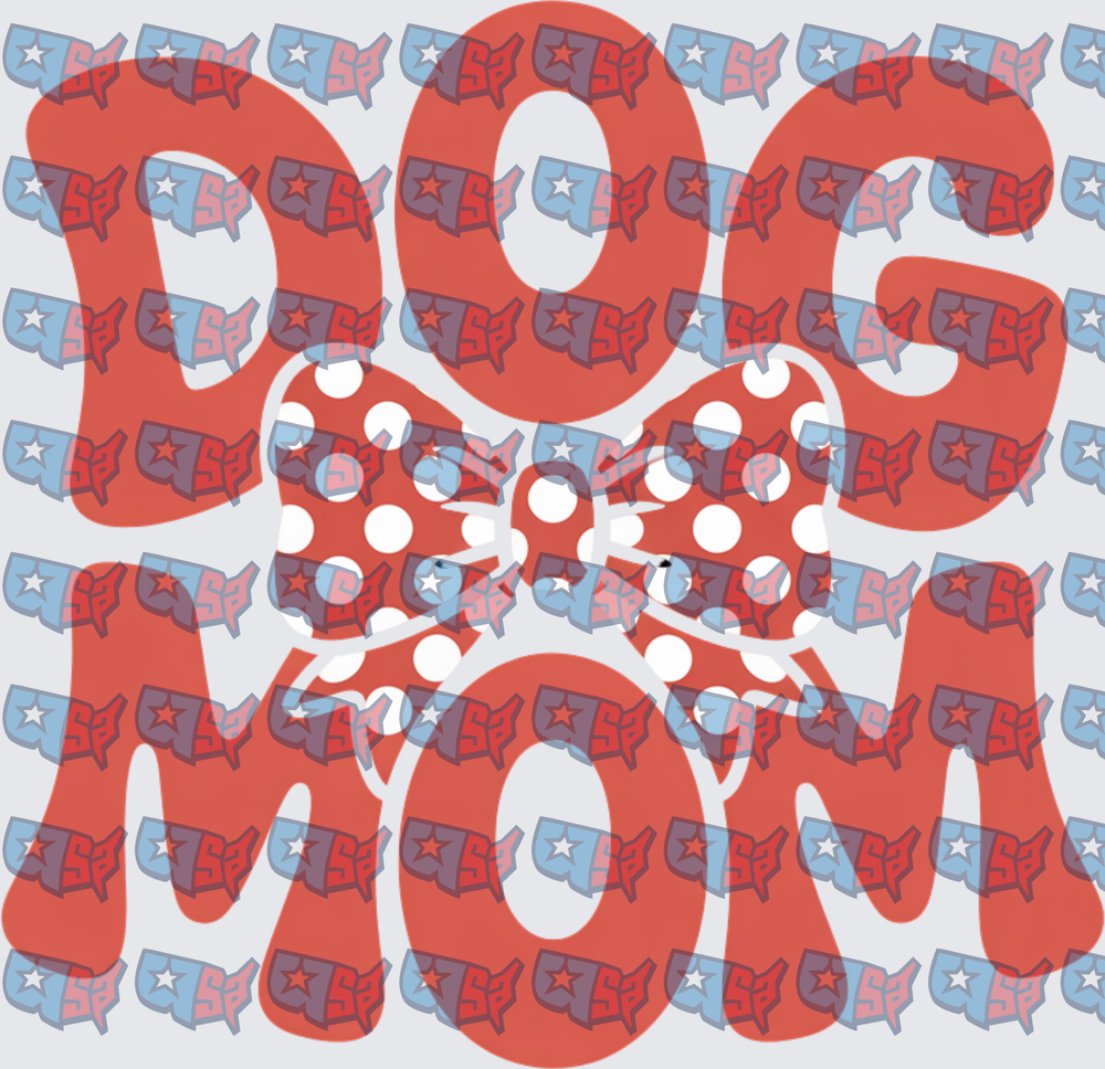 Dog Mom Polka Dot Bow Tie Retro Bold Letters (DTF)