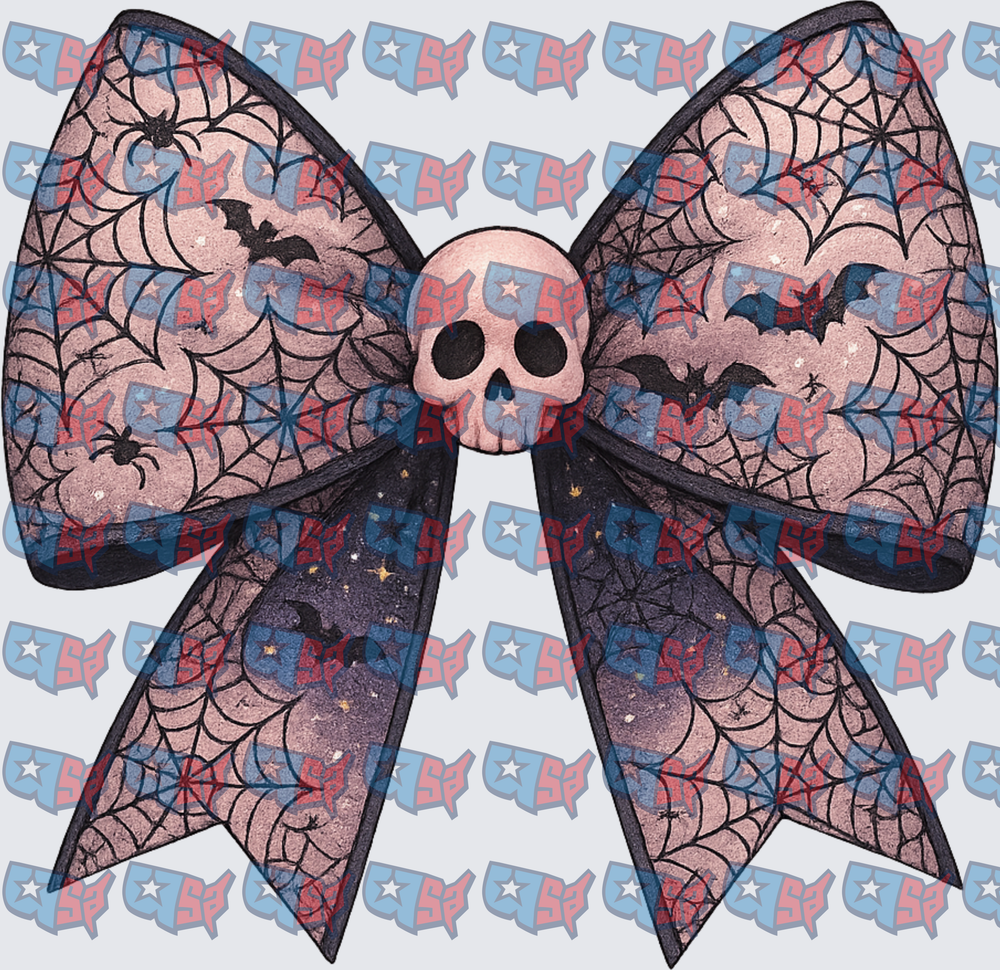 Spooky Halloween Bow Skull Spiderweb Bats (DTF)