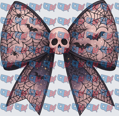 Spooky Halloween Bow Skull Spiderweb Bats (DTF)