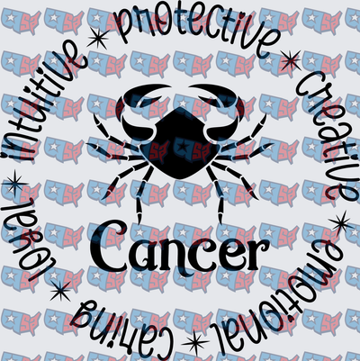 Cancer Zodiac Crab Traits Circle Design (DTF)
