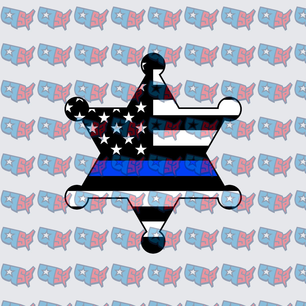 Thin Blue Line Sheriff Star Badge Flag (DTF)