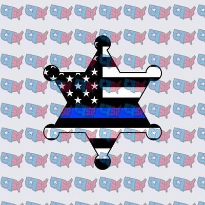 Thin Blue Line Sheriff Star Badge Flag (DTF)