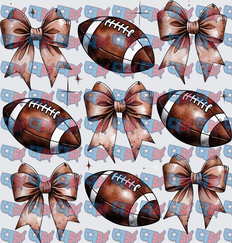 Football and Coquette Bow Pattern Repeat (DTF)