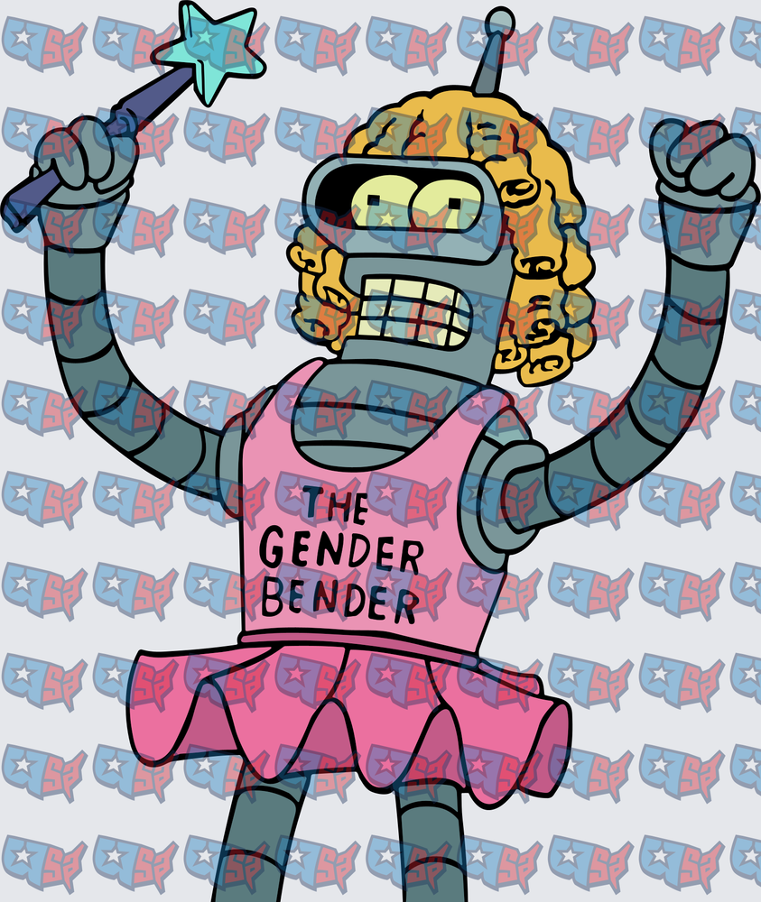 Futurama Bender Gender Bender Pink Dress Curly Wig Wand (DTF)