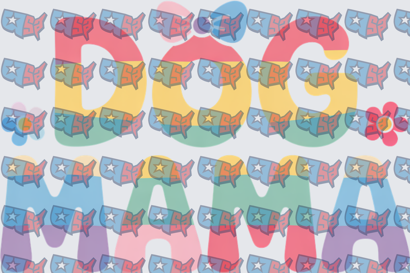 Rainbow Retro Dog Mama Groovy Bold Letters (DTF)