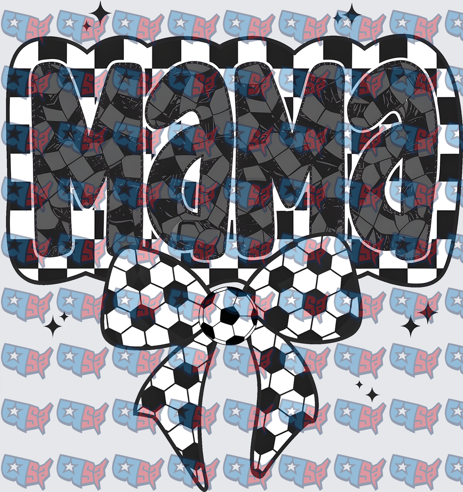 Soccer Mama Checkered Lettering with Bow (DTF)