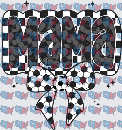 Soccer Mama Checkered Lettering with Bow (DTF)