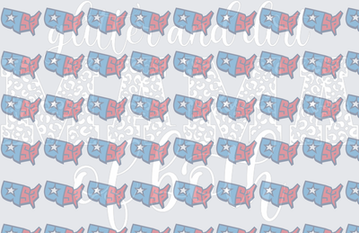 Patriotic USA Map Pattern Red White Blue Star (DTF)