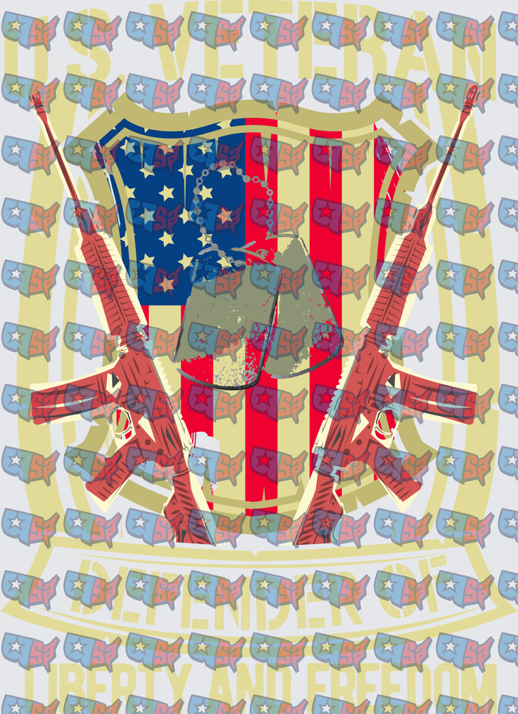 US Veteran Defender Liberty Freedom Crossed Rifles Shield (DTF)