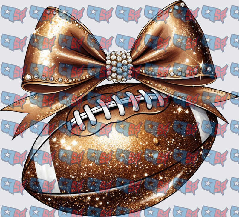 Glitter Football with Rhinestone Bow (DTF)