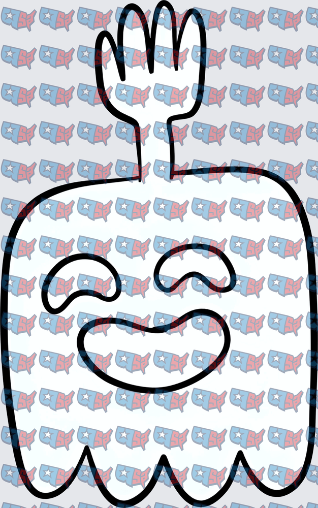 Smiling Ghost With Hand On Head (DTF)