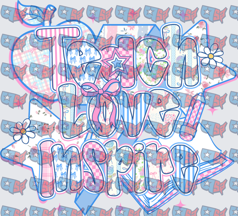 Teach Love Inspire Coquette Floral Patchwork Design (DTF)