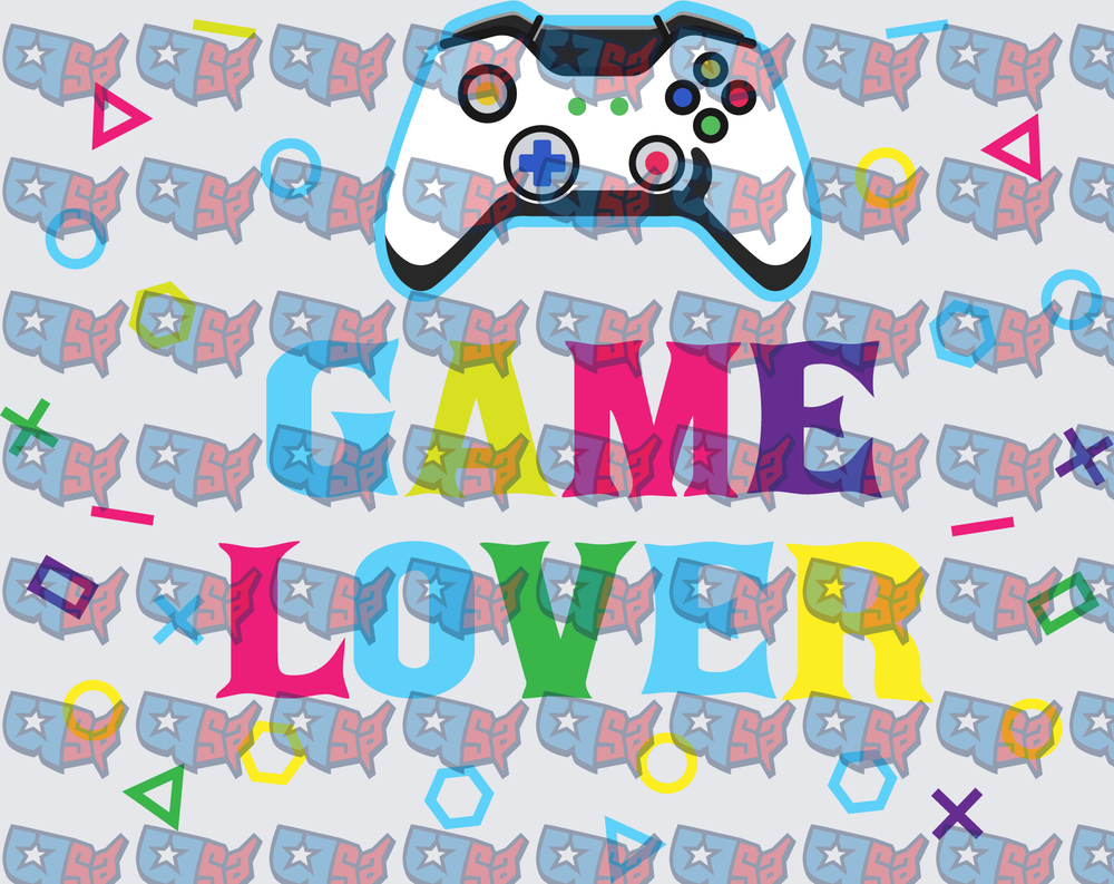 Colorful Game Lover Controller Typography Design (DTF)
