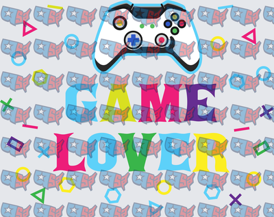 Colorful Game Lover Controller Typography Design (DTF)