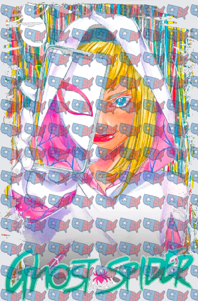 Ghost Spider Gwen Blonde Hero Portrait Watercolor (DTF)