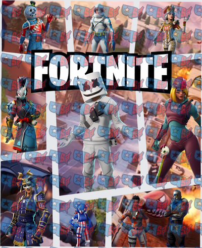 Fortnite Skins Character Collage Multi Design (DTF)