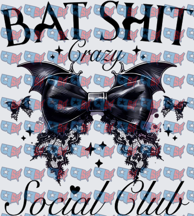 Bat Shit Crazy Social Club Gothic Bow With Bat Wings (DTF)