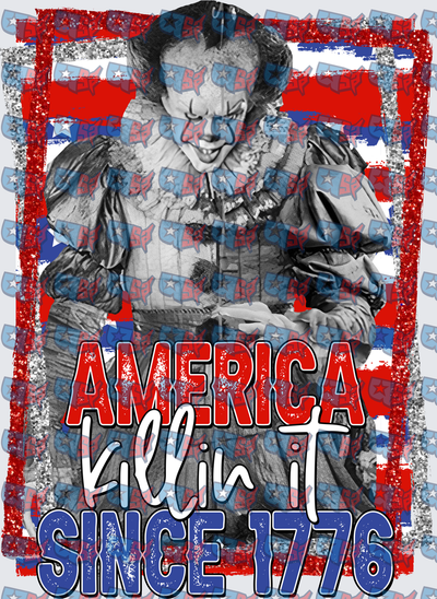 Pennywise Patriotic Clown America Killin It Since 1776 (DTF)