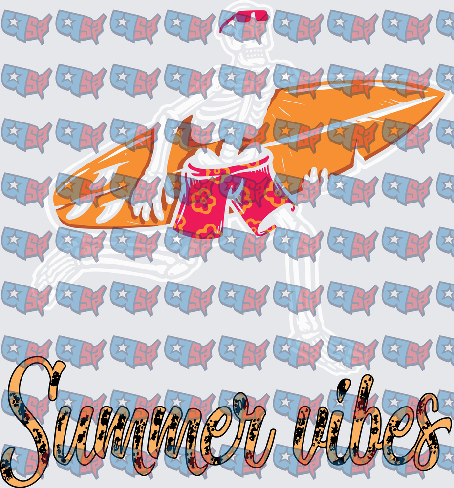 Skeleton Surfer Summer Vibes Floral Board Shorts (DTF)