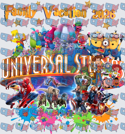 Family Vacation 2026 Universal Studios Character Collage (DTF)