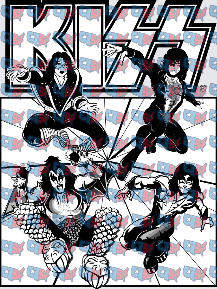 KISS Band Comic Book Style Action Poses (DTF)