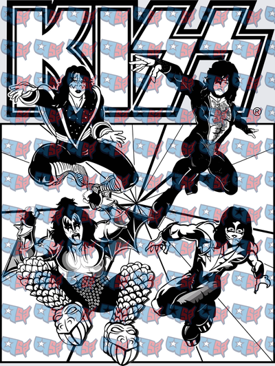 KISS Band Comic Book Style Action Poses (DTF)