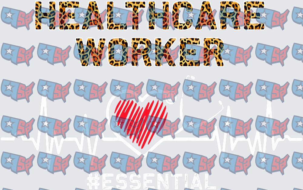 Healthcare Worker Essential Leopard Heart EKG (DTF)