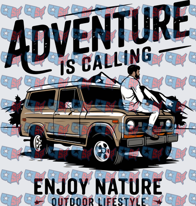 Adventure Is Calling Vintage SUV Outdoor Lifestyle (DTF)